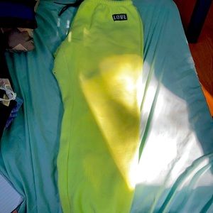 Neon yellow sweatpants